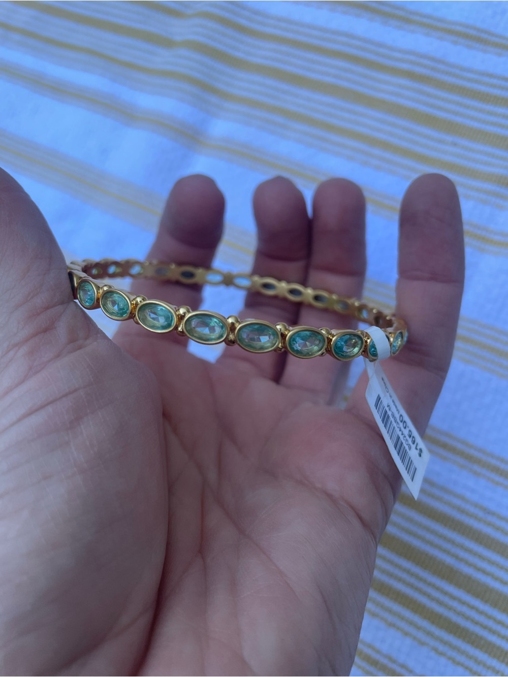 NWT Julie Vos Gold Blue Crystal Accented Gold Mykonos Bangle - Picture 6 of 8